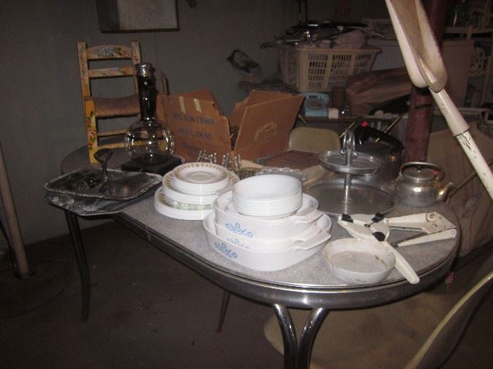 VINTAGE 50'S TABLE, CORELLE  AND MORE