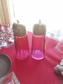 Vintage Glass and Silver Salt and Pepper Shakers