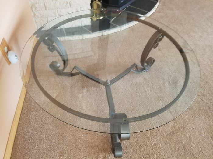 Glass and Wrought Iron Round Timeless Coffee Tables