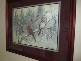 Framed bird art