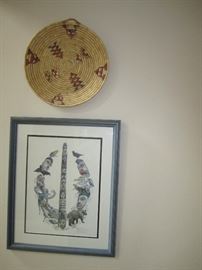Alaskian art and woven basket