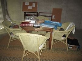 Wicker chairs and wood table