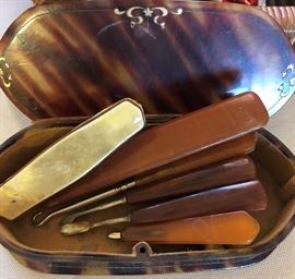 Vintage Nail Kit in Tortoise Shell Case