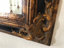 Oversized Gold and Black Ornate Beveled Mirrors x 2