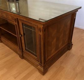 Alexander Julian 4-Sided Finished Desk w/ Glass Doors