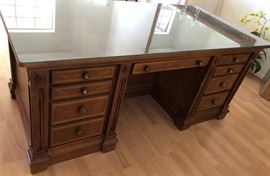 Alexander Julian 4-Sided Finished Desk w/ Glass Doors