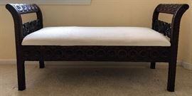 Hand Carved Bench w Storage