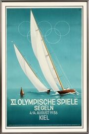 1936 BERLIN OLYMPIC POSTER, H 40", W 25", "XI OLYMPISCHE SPIELE SEGELN KIEL"
Lot # 0270 