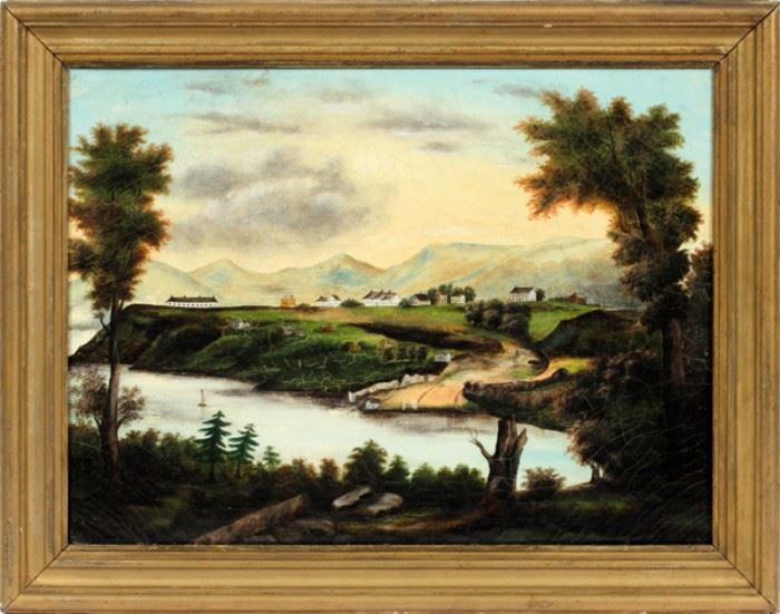 IN THE MANNER OF THOMAS CHAMBERS, OIL ON CANVAS, H 18 1/4", W 24", A VIEW OF WEST POINT FROM THE NORTH
Lot # 2002 