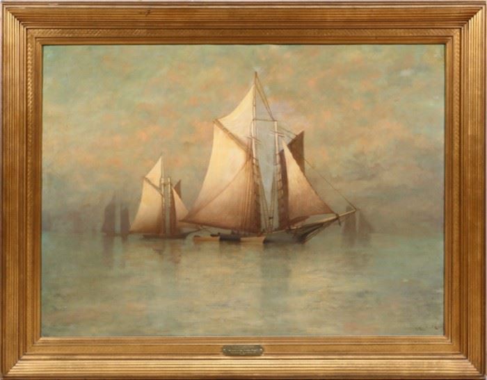 R. CLEVELAND COXE (AMERICAN, 1855-1927), OIL ON CANVAS, H 34" W 51" GLOUCESTER FISHING FLEET
Lot # 2010