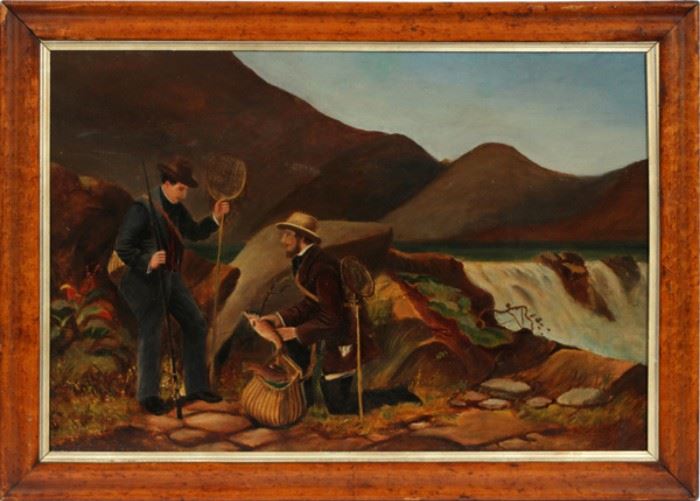 HENRY LEONIDAS ROLFE (BRITISH, 1824-1881), OIL ON CANVAS, H 19 1/4", W 29", TWO FISHERMEN
Lot # 2088 