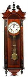 VIENNESE STYLE CARVED MAHOGANY WALL CLOCK, H 44", W 14", D 6 3/4"
Lot # 2213 