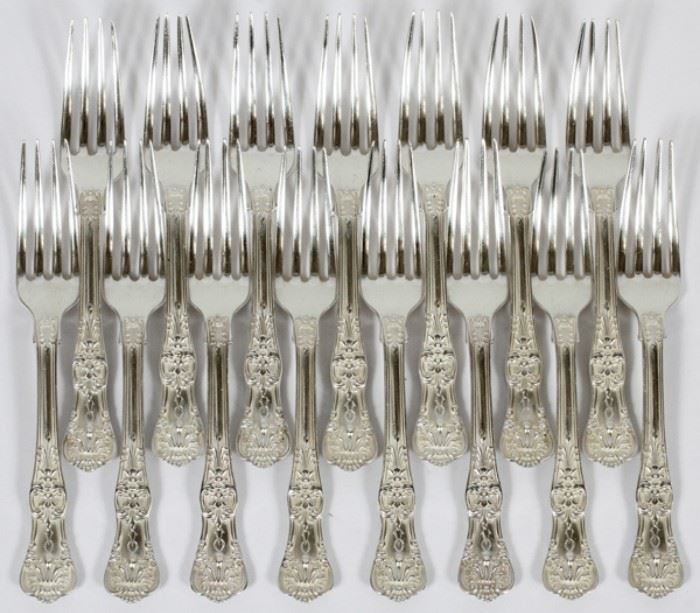 TIFFANY & CO. 'ENGLISH KING' STERLING SILVER LUNCHEON FORKS, FIFTEEN, L 6 3/4"
Lot # 1051 