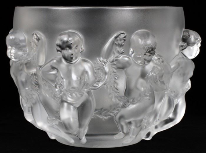 LALIQUE 'LUXEMBOURG' FROSTED CRYSTAL CENTERPIECE BOWL, H 8 1/2", D 10"
Lot # 1077 