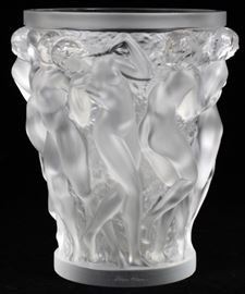 LALIQUE 'BACCHANTES' FROSTED CRYSTAL VASE, H 10", DIA 8"
Lot # 1078 