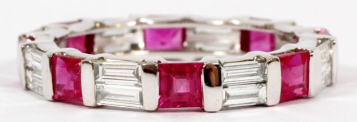 1.8CT RUBY, .84CT DIAMOND, & 14KT GOLD, ETERNITY RING, SIZE: 6.25, TW: 2.7 GR
Lot # 1130 