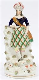 STAFFORDSHIRE, FIGURE OF A SCOTTISH GIRL 19TH.C., H 12"
Lot # 1491 