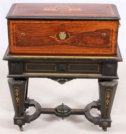 SWISS ROSEWOOD AND EBONY CYLINDER MUSIC BOX, 19TH CENTURY, H 35", W 29 1/2", D 14"
Lot # 0004 