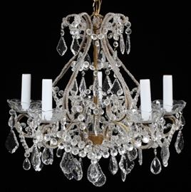 FRENCH STYLE BEADED CRYSTAL CHANDELIER, H 16'', D 19''
Lot # 0015 