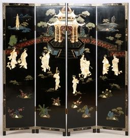 CHINESE BLACK LACQUER FOUR PANEL SCREEN, H 72", W 72"
Lot # 0065 