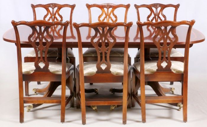CHIPPENDALE STYLE MAHOGANY TABLE & CHAIRS, 9 PCS
Lot # 0176 