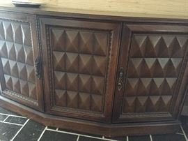 Console, sofa table or entryway table with travertine top