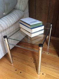 chrome and glass side table