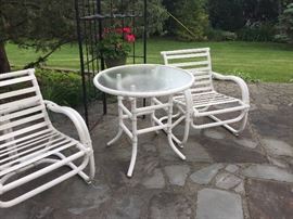 Patio furniture chairs (with cushions - not shown) and side table - also available: metal gazebo/awning