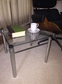 chrome and glass side table - 2 available