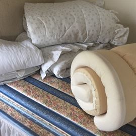 Bed skirt, Twin mattress topper and twin duvets