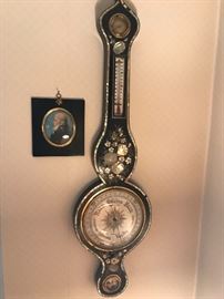 Mid 19th Century Barometer with mother of pearl inlay