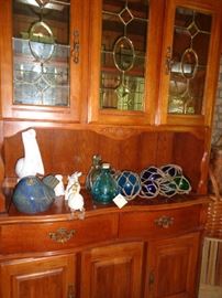 China Cabinet with Glass Floats and other Fishing Decorations