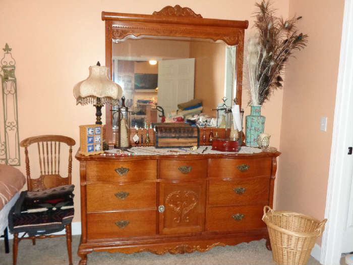 Dresser with Mirror, Chair