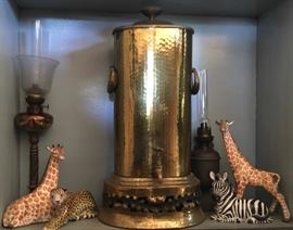 Safari Animals and Oil Lamps; Brass Server