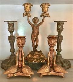 Brass and Bronze Candle Holders