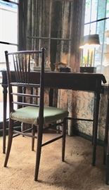 Writing Desk, Inset top; Bamboo side chair; Box Collection