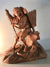 German Wood Carving of Traveler...is Match Holder and  Striker
