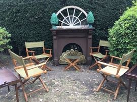 Fireplace Mantle; Terra Cotta Artichokes; Architectural Elements; Director's Chairs