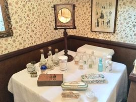 Collection of Antique Soap Boxes, Bath Bottles, Etc.