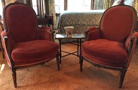 Pair of Antique French Louis XVI Style Bergers, Ribbon Carved Moulding