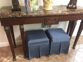 Maitland Smith Marble Top Credenza w/Brass Feet