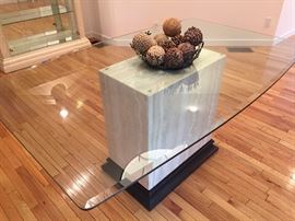 Glass top Marble Base Dining Table