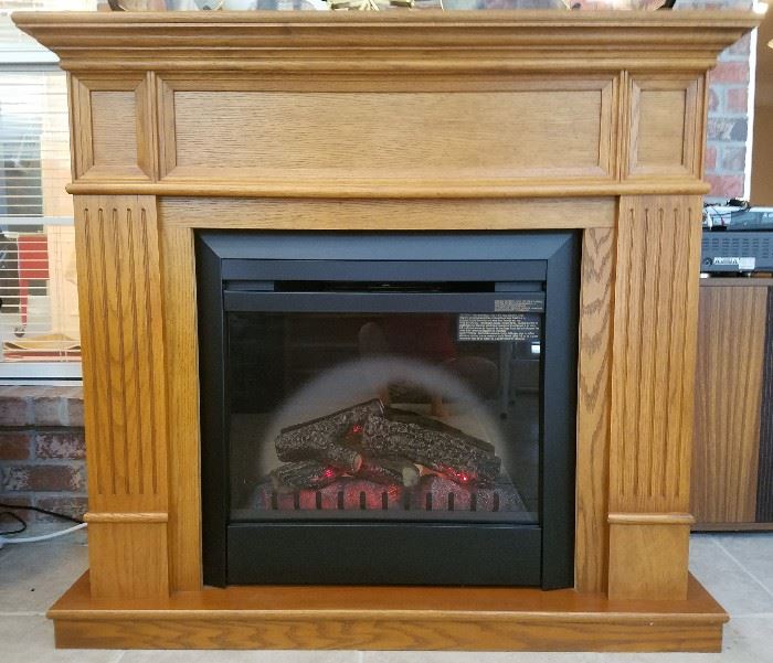 Electric fireplace Oak mantle