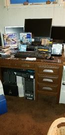 office desk, computer accessories, monitors, electronics