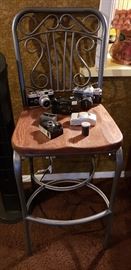 vintage cameras, bar chair