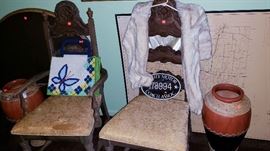 antique chairs vintage texas map