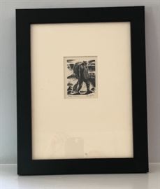 Etching by British/Connecticut artist Claire Leighton,