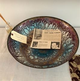 Large vintage Edward Winter bowl w/ article. 