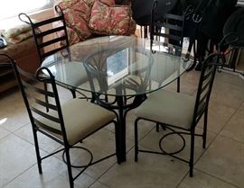 Glass & Iron Dining table with 4 Chairs