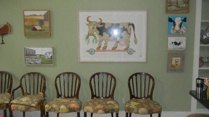 cow artwork & formal dining chairs